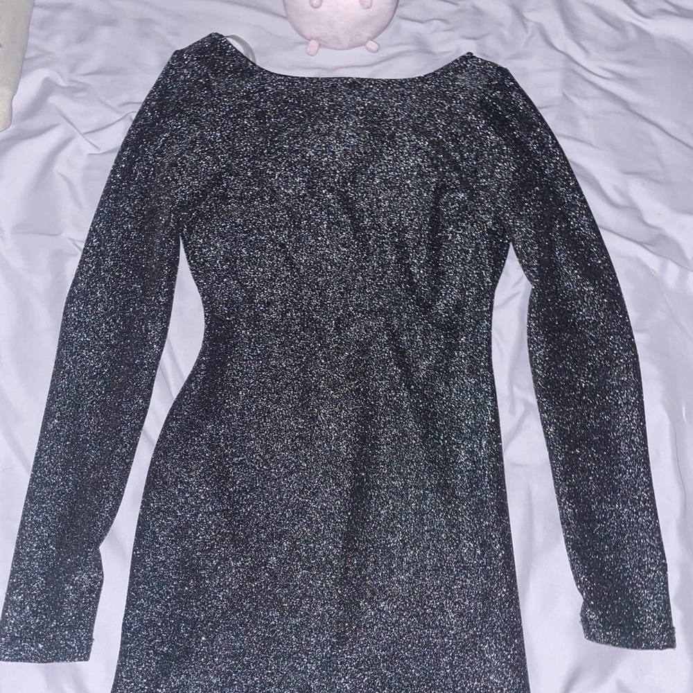 Windsor Black Sparkle Long Sleeve Dress